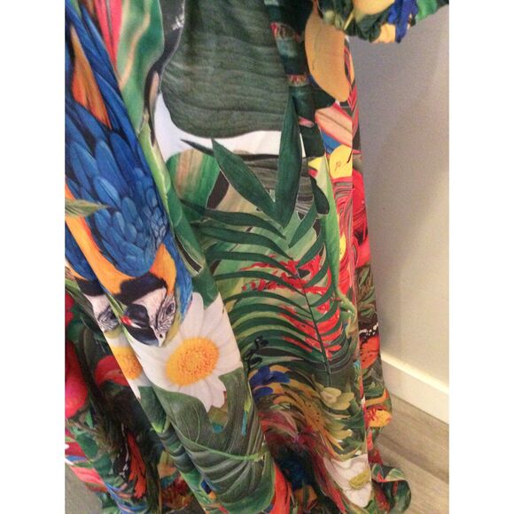 Rachel Zoe Two Piece Vaca Tropical Skirt Top XL Bright Aloha Cruise Off Shoulder - Picture 6 of 8